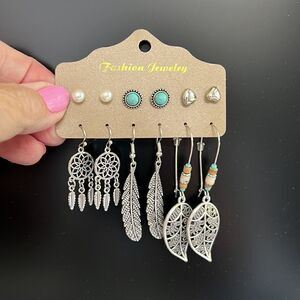 Beautiful Fashion Jewelry 6 Piece Boho Earrings New!